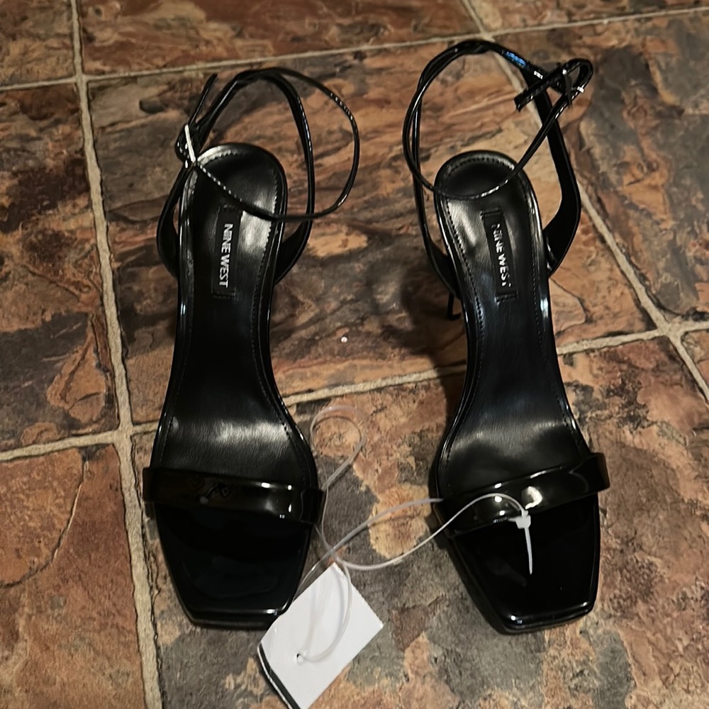 Nine West Zadie3 Black Square Toe Heel Sandal